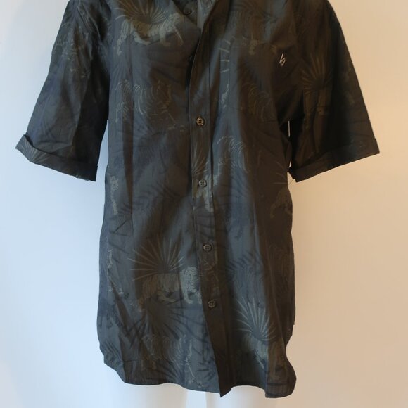 Mens Versace Jeans Olive Green Monochromatic Tiger Image Print Shirt M * - Picture 6 of 11